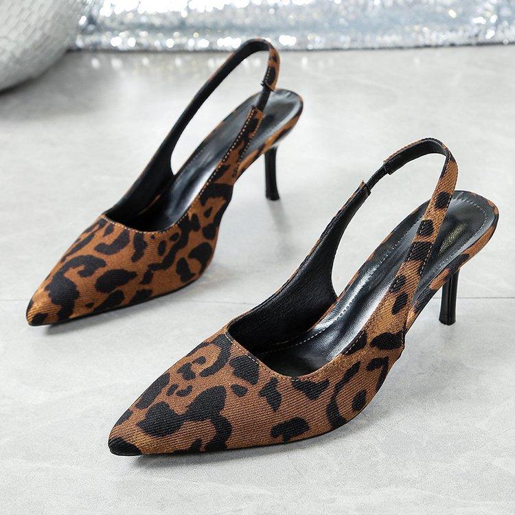 

Fashion Leopard Pointed Toe High Heels Sandals Women Mules Suede Shoes Summer 2025 Trend Dress Party Stilettos Shoes Woman Sexy Pumps 42