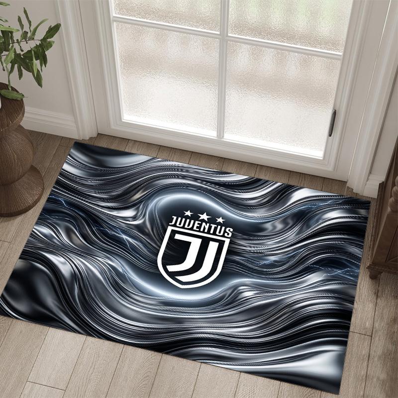 Juventus FC Design Kristall-Samt-Teppich Gemütlich Nicht?Rutschfester Teppich mit Aufdruck für Schlafzimmer Wohnzimmer Eingang