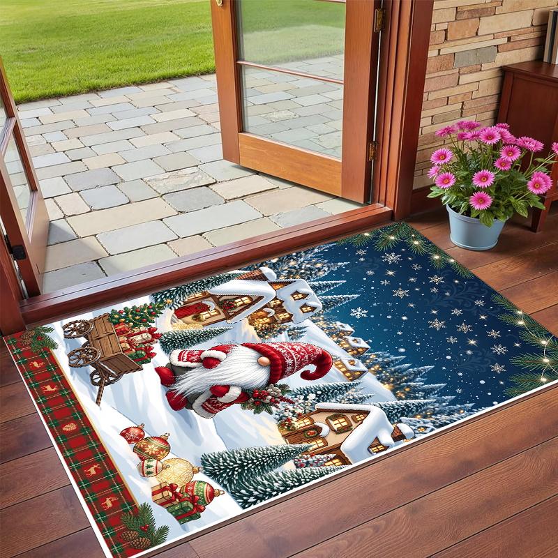 Christmas Printed Square Area Rug Soft Non Slip Floor Carpet For Bedroom Holiday Gift