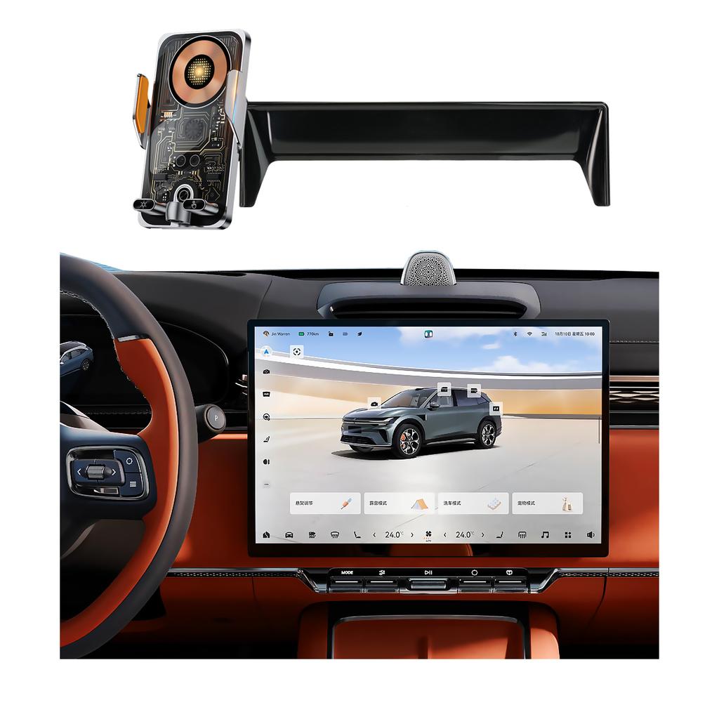 For Zeekr 7X 2025 2026 Car Phone Holder Screen Fixed Clip Wireless Charger Phone Mount Qi Phone Charger Mounts Base Accessories