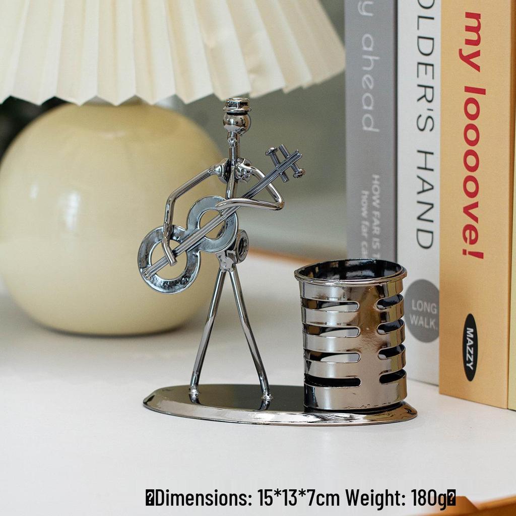 Band Little Iron Man Wrought Iron Figurine for Home Decor and Wine Cabinet Decoration