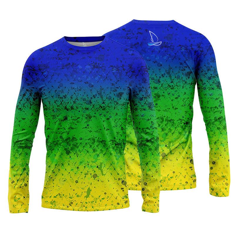 Pánská rybářská košile s potiskem Rybářské oblečení Rybářská košile s dlouhým rukávem - prodyšná UV ochrana Outdoorové sportovní topy s výstřihem 6XL