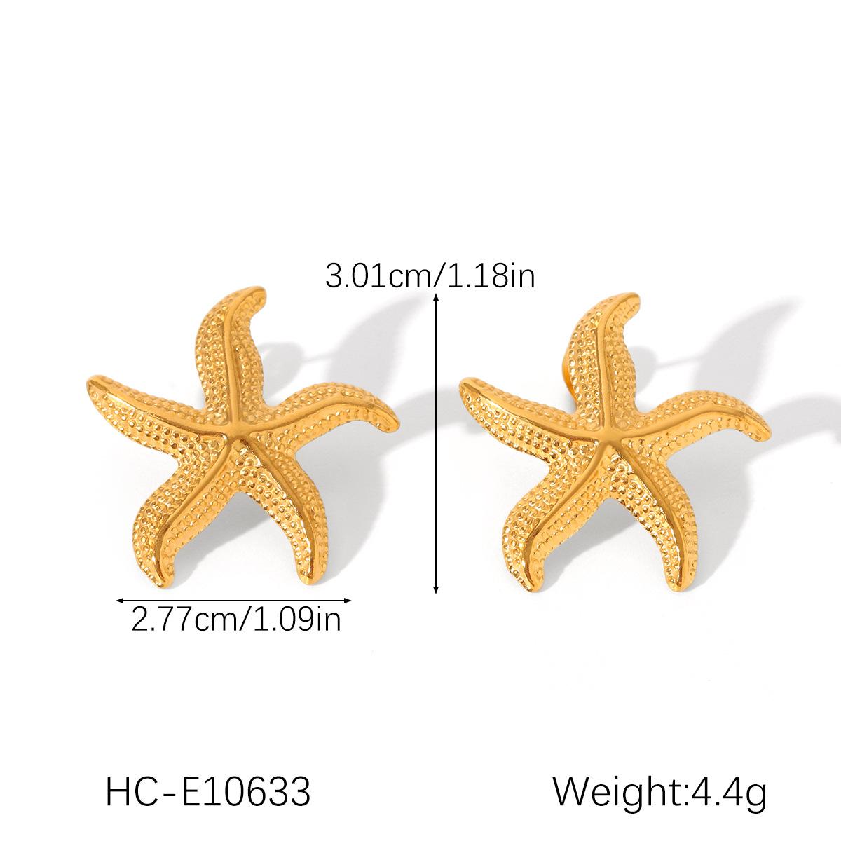 

Ocean style rhinestone seahorse stud earrings, non-fading niche high-end earrings, titanium steel starfish ear jewelry