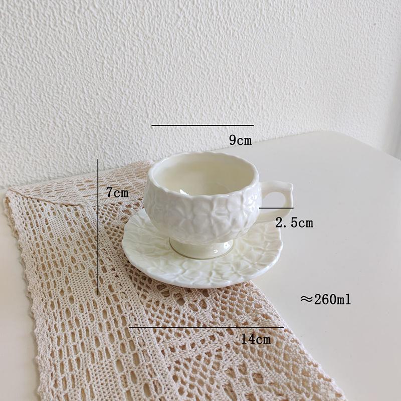 

Lotus Leaf Relief Porcelain Cup&saucer Water Mugs Classical Relief Coffee Mug Dining Table Afternoon Tea Teacup Fruits Juice Cup 180ml-260ml