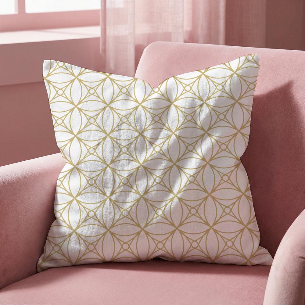 Japanese Golden Lines Cushion Cover Multi-Scene Pillow Cover for Home & Car - Reversible, Soft & Durable for Daily Use