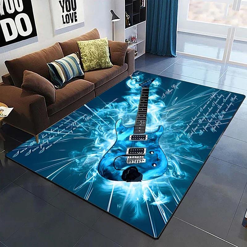 Colorful Music Guitar Melody 3D Printed Carpets for Living Room Non-Slip Area Rug Bedroom Bedside Home Decor Polyester Floor Mat