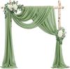 2 Pièces Vert Sauge Voilages d'Arche de Mariage Rideaux Transparentes Toile de Fond Pour Fête Cérémonie de Mariage Nuptiale Plafond Scène Décor de Réception
