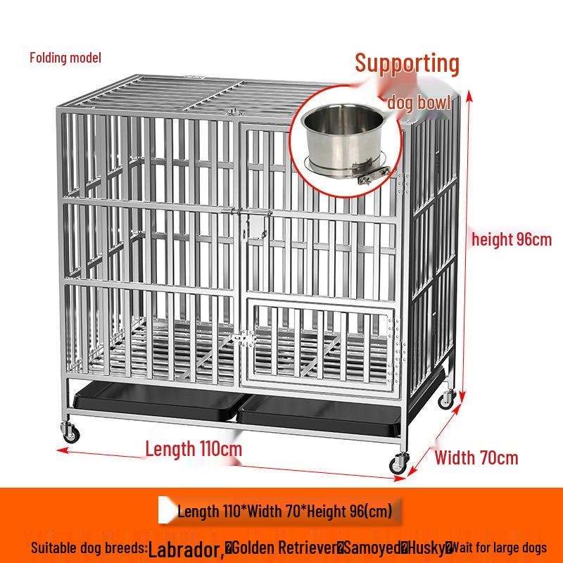 Foldable Stainless Steel Dog Cage for Medium/Large Breeds
