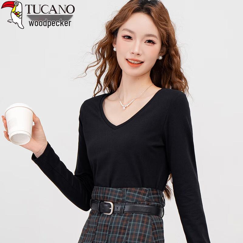 Woodpecker Women s Slim-Fit V-Neck Long Sleeve Cotton Top S