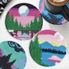 6PCS Diamond Crafts Coasters Fresh Greenery Diamond Painting Coasters Kits Mandara Wooden for Adults Kids Beginner Gift Supplies