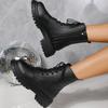 Fashion 2025 Fashion Leather Lace-Up Ankle Boots for Women Wear-Resistant Zip Platform Woman Bootie Round Toe Zip Women's Boots