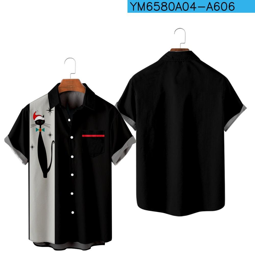 New Guitar Elements 3D Digital Printing Trend Loose Short Sleeve Shirt Men's Top Summer