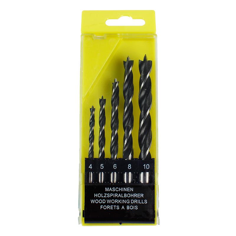 8-Piece High Carbon Steel Three-Point Woodworking Drill Bits Set (3-10mm) for Hand Drilling Wood Boards