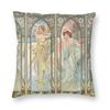 Alphonse Mucha Times Of The Day Square Pillowcase Polyester Linen Velvet Pattern Zip Decor Home Cushion Cover x