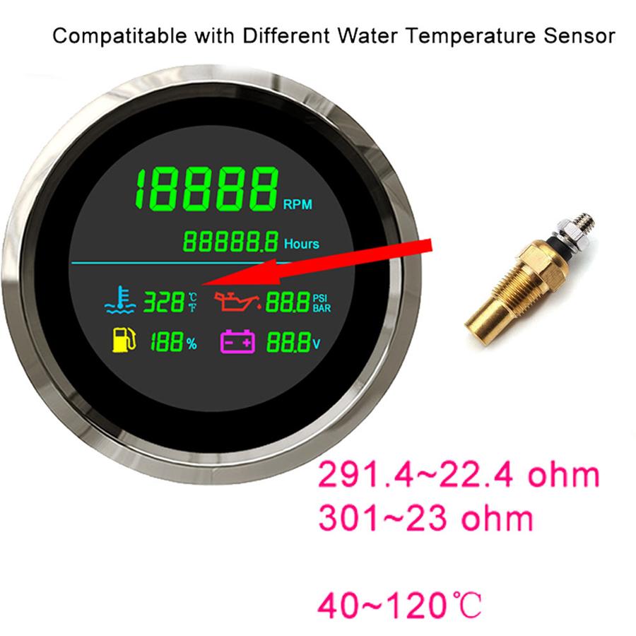 12V/24V 85mm Tachometer Fuel Gauge Water Temp Oil Pressure Voltmeter Hour Meter