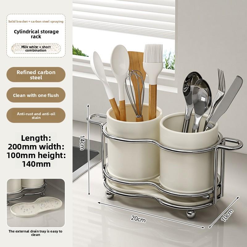 Kitchen Utensil Holder Multifunctional Drainer Stand for Chopsticks Spoons Knives Storage Organizer