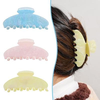 Hair Claw No Slipping Acetate Sheet Strong Grip Medium Size Back Head Hair Clip Large Arc Design Shark Hair Claw Versatile Hair Accessory