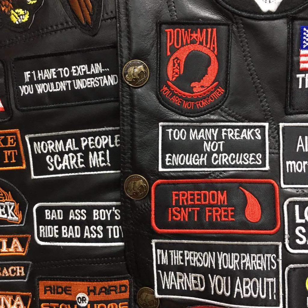 Chaleco de Cuero Patchwork Americano Harley para Hombre para Ciclismo con Parches Bordados, Talla 42