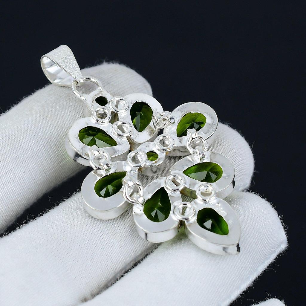 Peridot Gemstone Pendant In 925 Sterling Silver - Peridot Handmade Flower Design, Perfect for Gifts, Parties, and Everyday Elegance