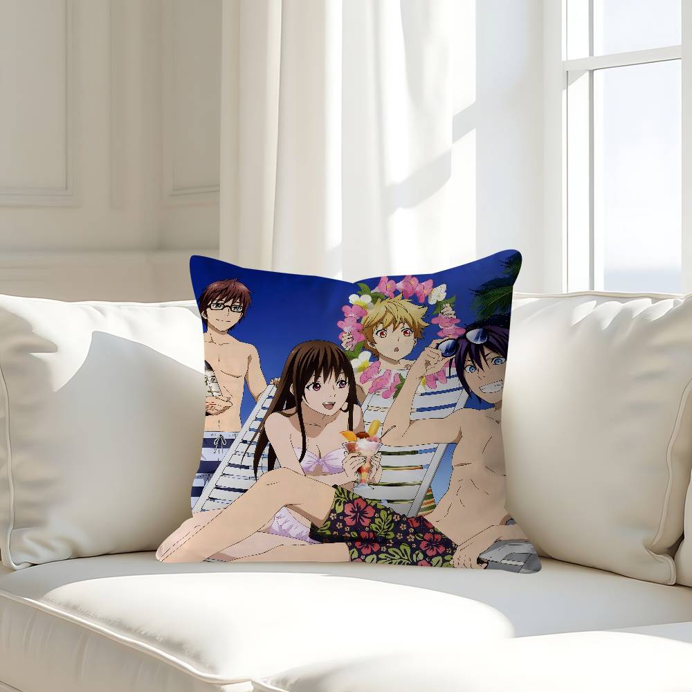 N-Noragami Anime Kissenbezüge Cartoon Sofa Dekorative Zuhause Doppelseitiger Druck Kurzer Plüsch Niedlicher Kissenbezug