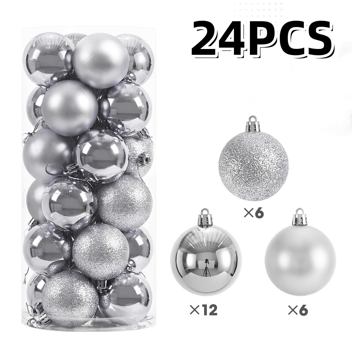 

24/шт 3/4 см Різдвяні кульки прикраси Підвіска для підвішування на різдвяну ялинку Пластикова золота червона кулька для весілля, домашньої вечірки, новорічного декору 2025 3CM срібний