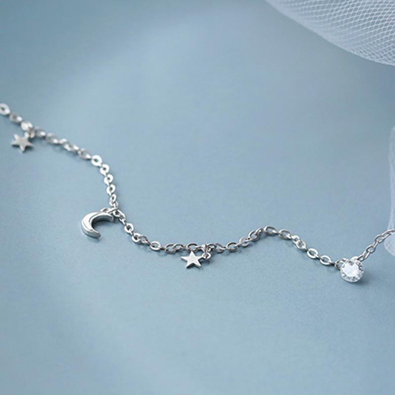 2026 Argento Sterling 925 Lucido Zircone Luna Stella Collana Choker Ciondolo Fascino Catena Lunga Cristallo CZ Collana Donna Matrimonio Gioielli Raffinati