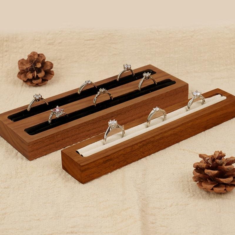 Elegant Walnut Rings Holder Display Stand Portable Rings Storage Holder for Jewelry Stores and Home Decors Enthusiasts