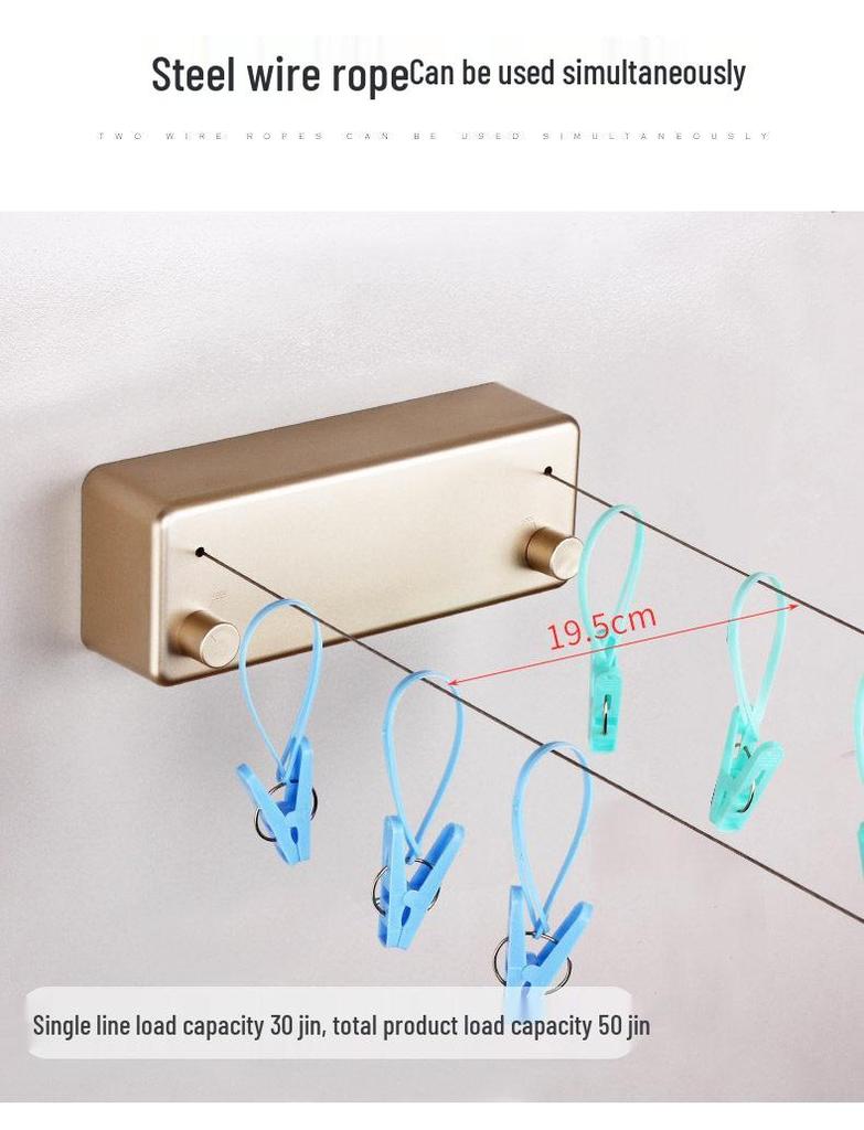 Retractable Wall-Mounted Invisible Clothes Drying Line for Indoor/Outdoor Use