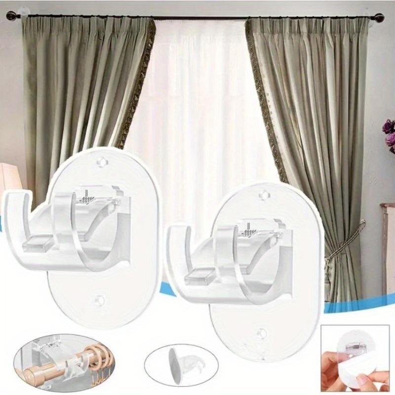 2pcs Curtains Rod Holders Heavy Duty Curtains Rod Hook Self-Adhesive Curtains Holder Rod Holder Hooks Curtains Rod Support