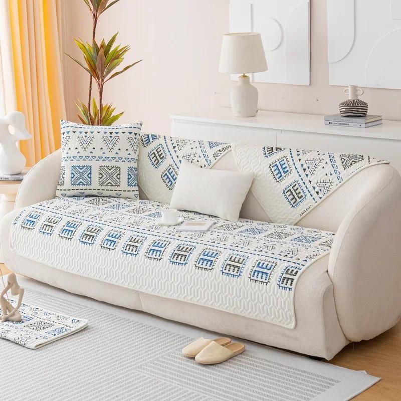 Thicken Plush Anti-slip Sofa Mat for Living Room Bohemia Morocco Style Sofa Cushion Towel All-inclusive Corner Sofas Cover Home