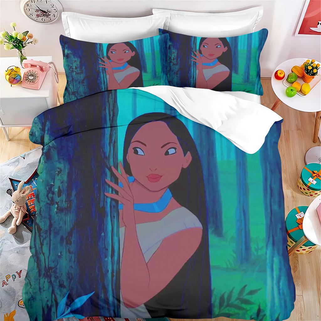 Pocahontas Fairytale Princess Cute Printed Bedding, Anime Cartoon Quilt Cover,  Polyester, Skin Friendly, Breathable