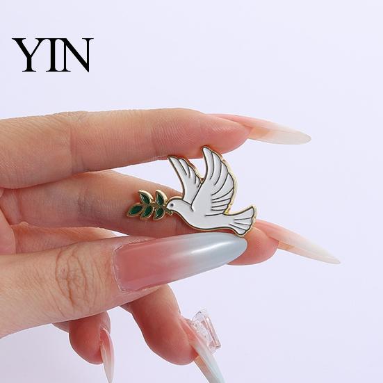Olive Branch Pin Brooch Pin, Pigeon Design Lapel Metal Bird Backpack Decorative Badge for School Bag Clothes Accessories Accessory