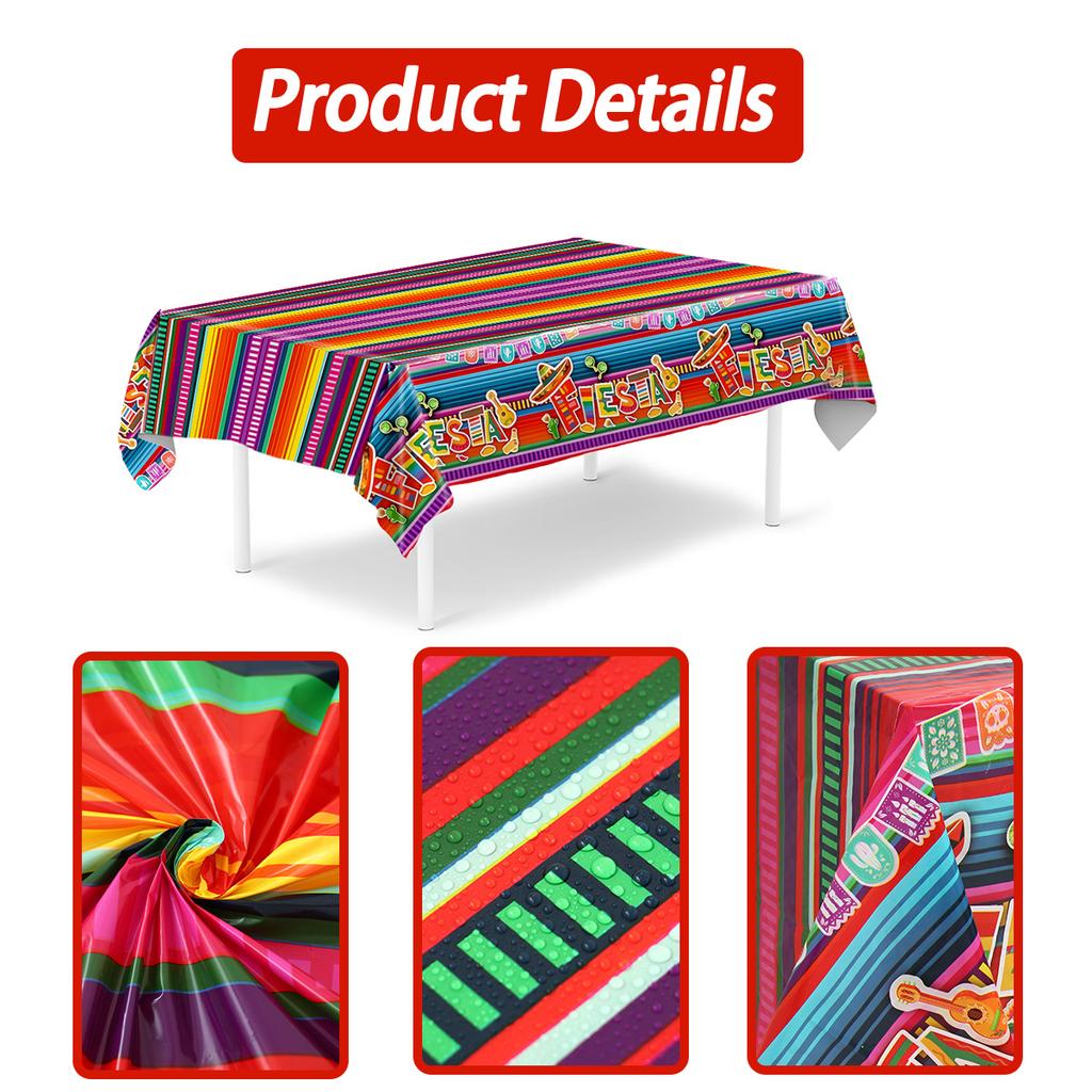 Mexican Theme Fiesta Party Waterproof Plastic Tablecloth Birthday Party Decor Kids Tablecloth Dining TableCover Kitchen Supplies