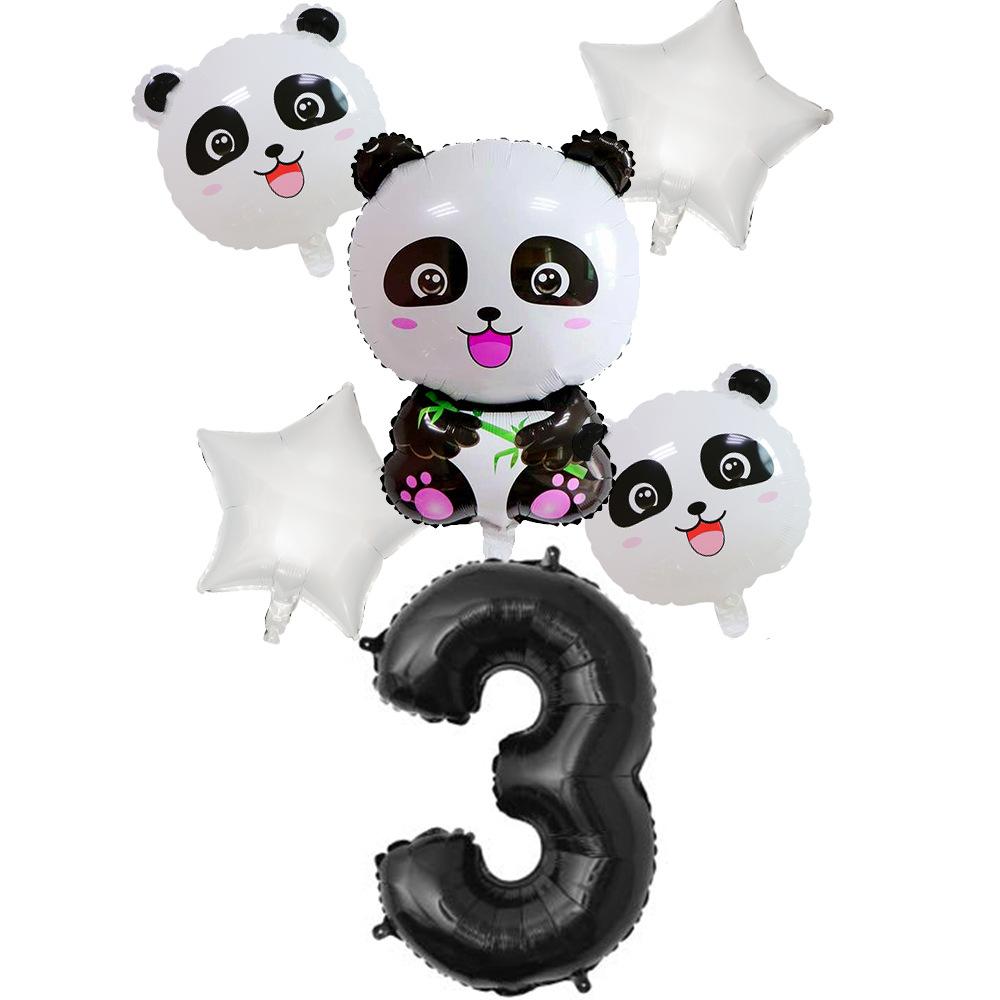 Xiaohongshu Panda Balloon Cute Panda 1-10 Birthday Party Decoration Arrangement Aluminum Film Balloon