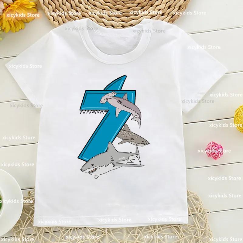 

Футболка на 3-9 лет для мальчиков Футболка с акулой Белая акула Подарки Детская футболка на день рождения Милая футболка для малыша оптом 110