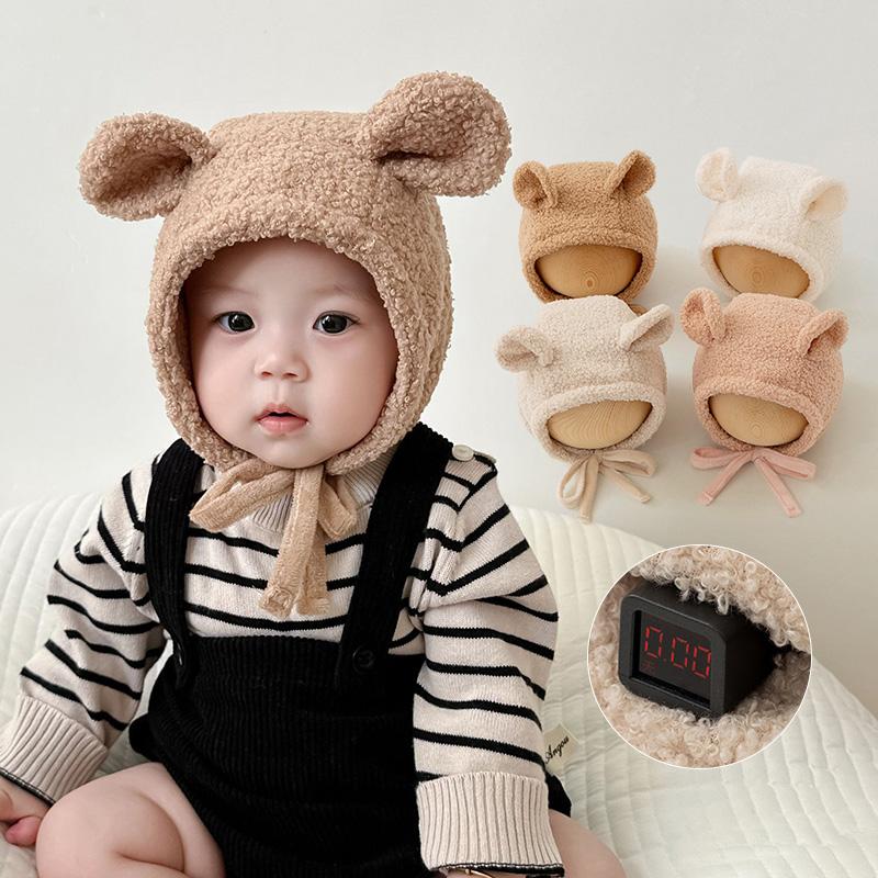 Baby Winter Hat Cartoon Ears Newborn Infant Lamb Fleece Ear Protection Bonnet Beanie Outdoor Windproof Toddler Warm Earflap Cap