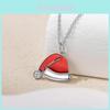 Christmas Hat Pendant Necklace With Rhinestones For Holiday Festivities And Gift Giving