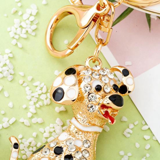 Keychain Pendant Rhinestones-Encrusted Cartoon Puppy Charm Key Chain Strong Lobster Clasp Key Holder Bags Car Decoration