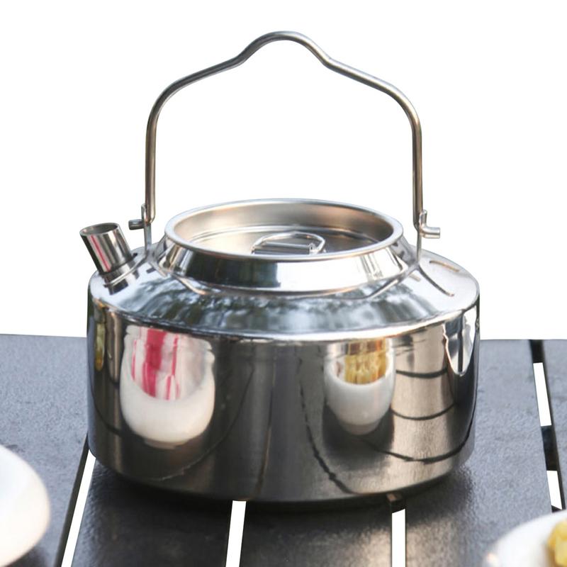 Offenes Feuer Kessel 1,4L Herdplatten Teewasser Kessel Edelstahl Kessel Tragbar Große Kapazität Camping Kessel Zubehör