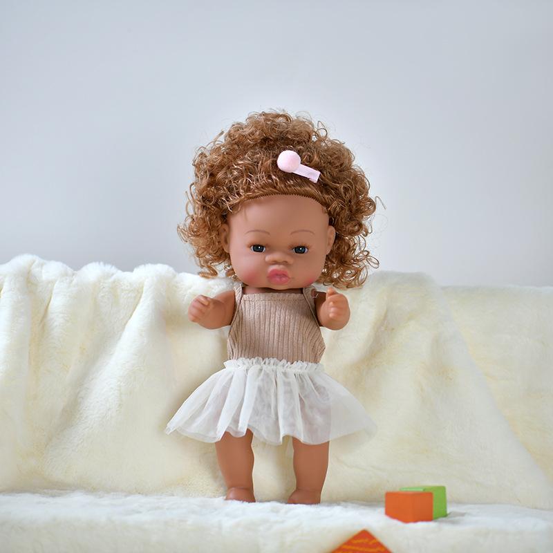 Realistic 13Inch/33Cm Black Skin Baby Dolls Soft Full Body Silicone Vinyl Reborn Doll Washable African Reborn Doll Girl Toy Gift