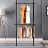 2 Tiers Rod Clothing Rack Adjustable Commercial Garment Closet Organizer Floor Closet Garment Rack Clothes Storage Hanger