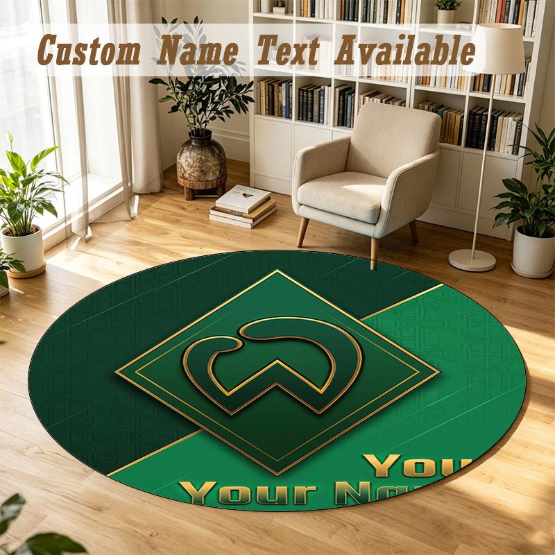 Round Rug Custom NameWerder Bremen FC Pattern Non Slip Carpet Home Floor Decor