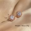 Copper Color Luxury Simple Crystal Cubic Zirconia Stud Earrings for Women Round CZ Wedding Statement Zircon Gifts
