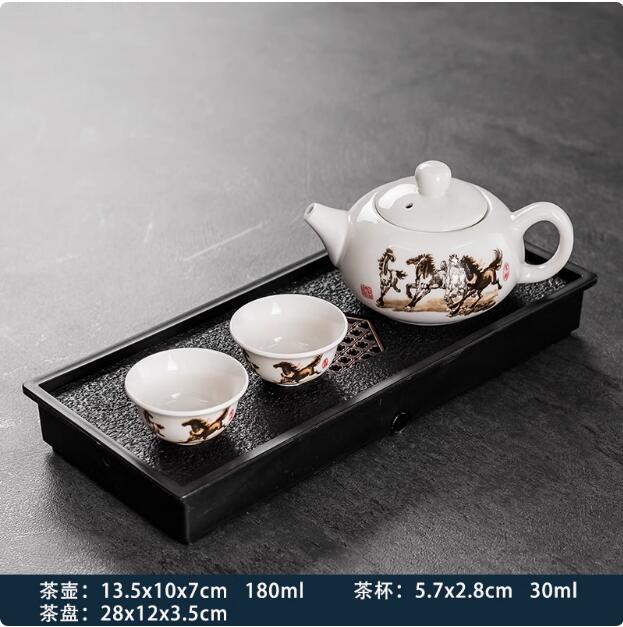 Kung Fu Tea Set with Tea Tray, Simple Modern Teapot, Japanese, Hotel Rooms, Dormitory, Home