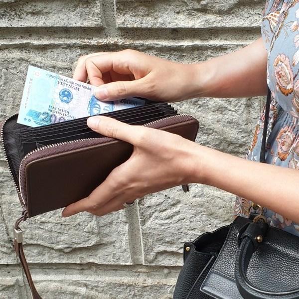 Vietnamesische Dong-Geldbörse, Bankbuch-Geldbörse mit 2 Arten von Dong-Aufklebern