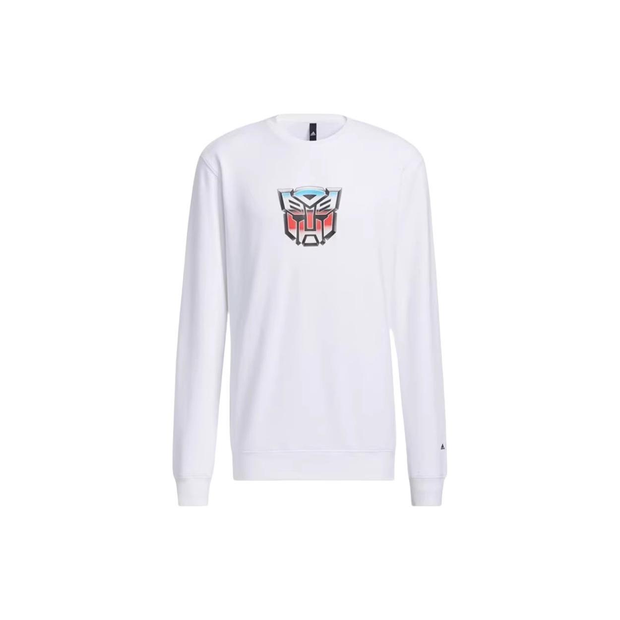 adidas x Transformers Crossover Cartoon Printing Round Neck Long Sleeves T-Shirt White Men s HN4183 M