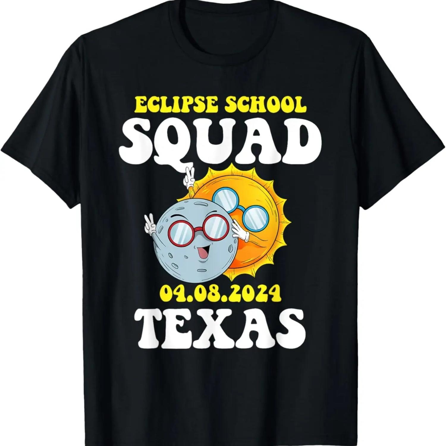 Eclipse School Squad Texas Total Solar Eclipse 2024 T-Shirt S чёрный