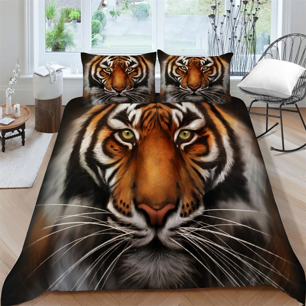 Bettwäsche-Sets, cooler Tiger-Druck, Bettbezug-Sets, Teenager-Schlafzimmer, Bettwäsche, Kissenbezüge, Tagesdecken, atmungsaktiv