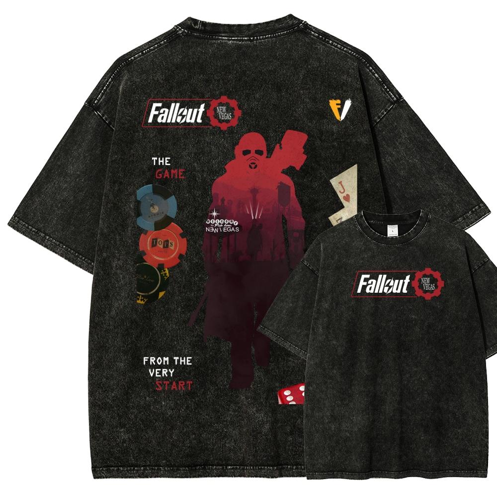 Fallout Anime Lover Washed T-shirt Year Round Clothing High Quality Personality Clothes Plus Size Unisex New Model Couples Tee