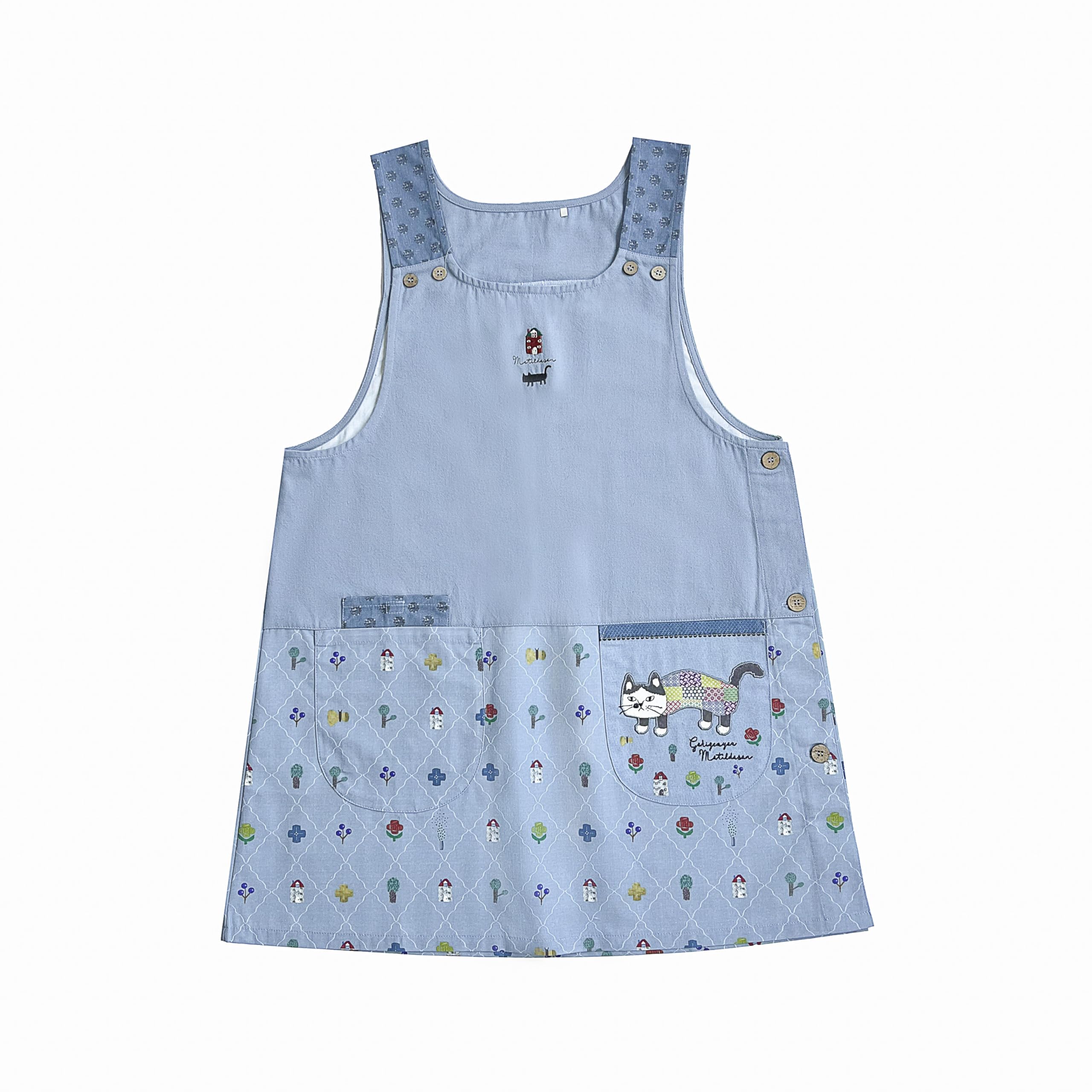 

Матильда Фартук с боковыми пуговицами 258533 Синий [Kusuguru Japan] M-L синий